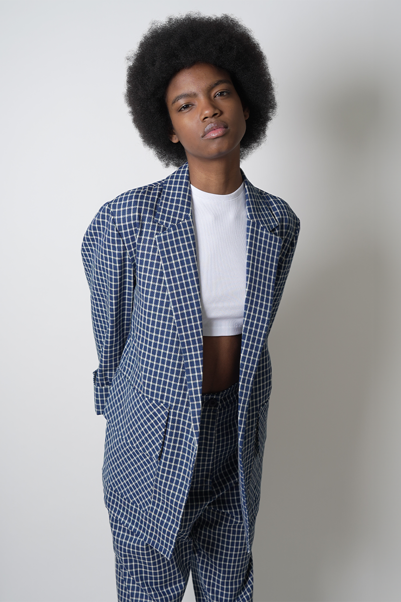 Blazer a cuadro detalle bolsillos