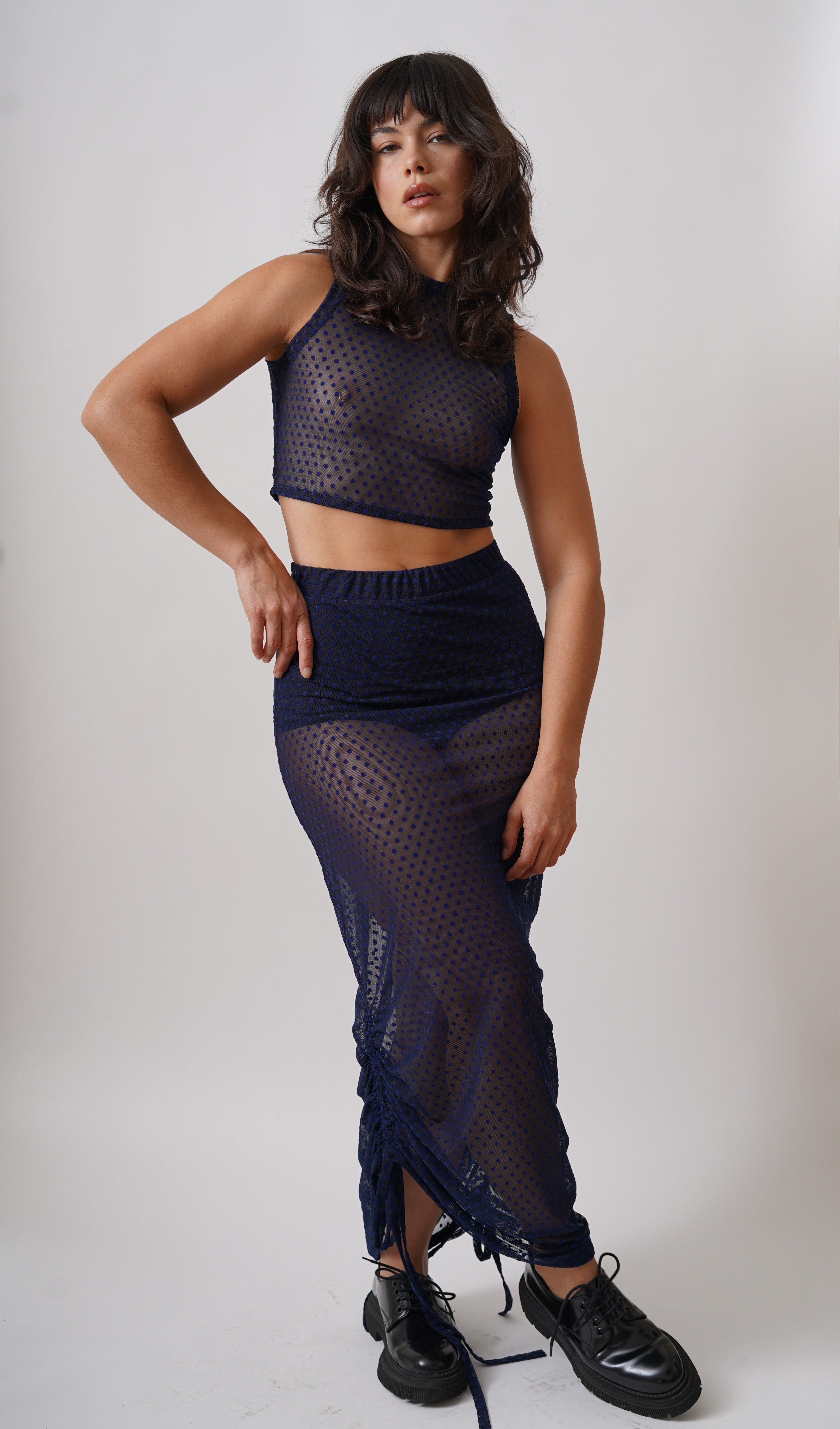 Falda Transparente Lunares