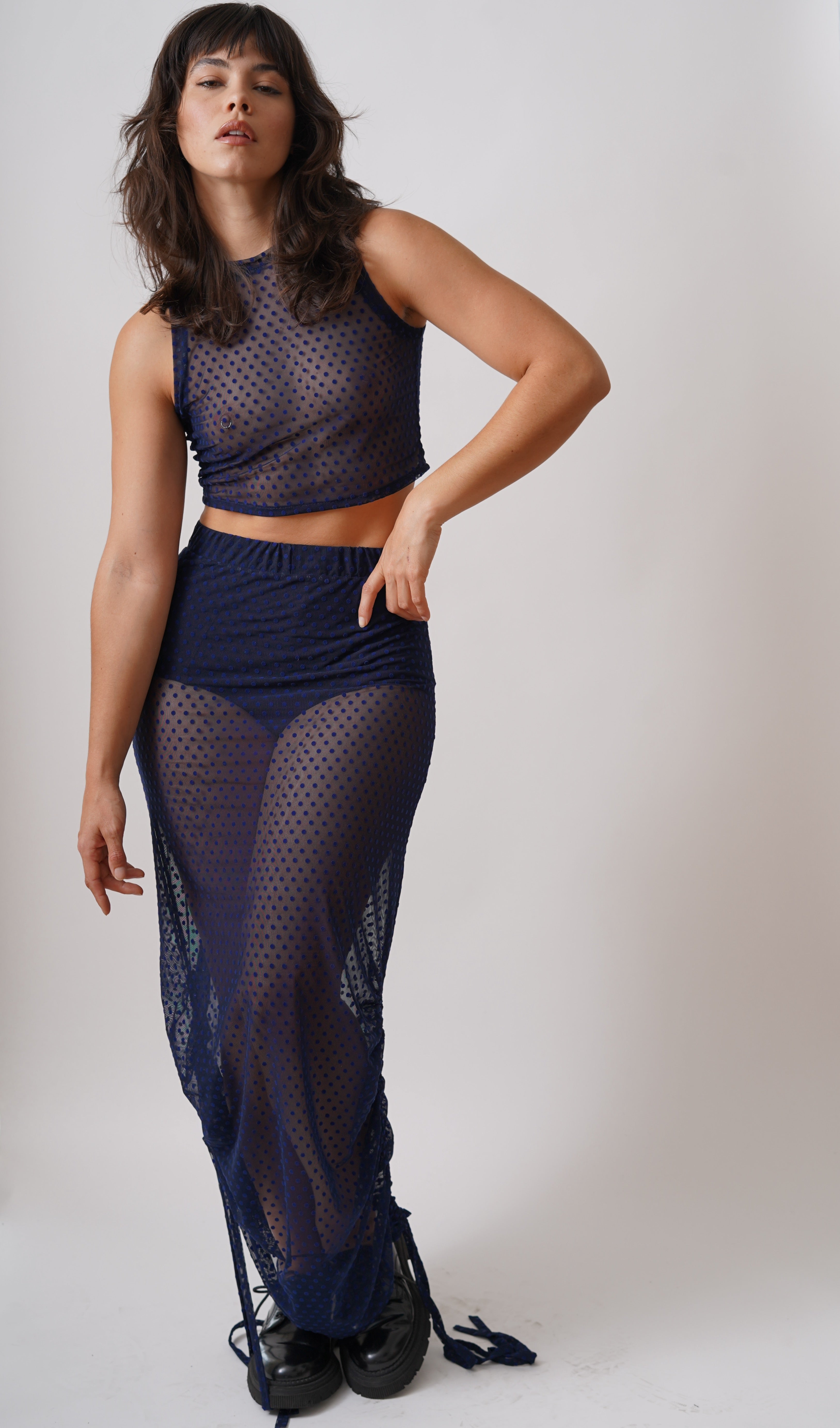 Falda Transparente Lunares