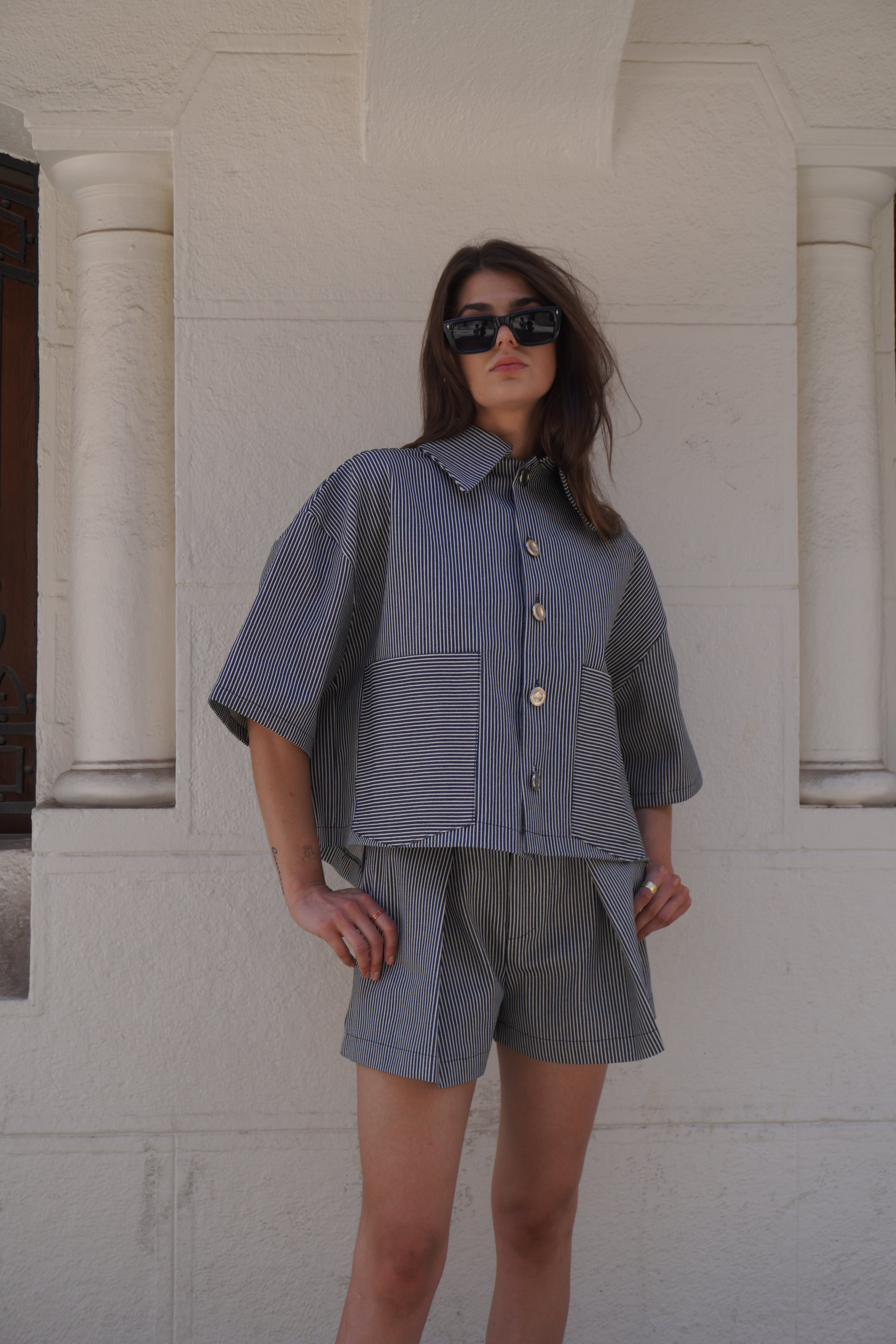 Bermuda denim maxi pinzas