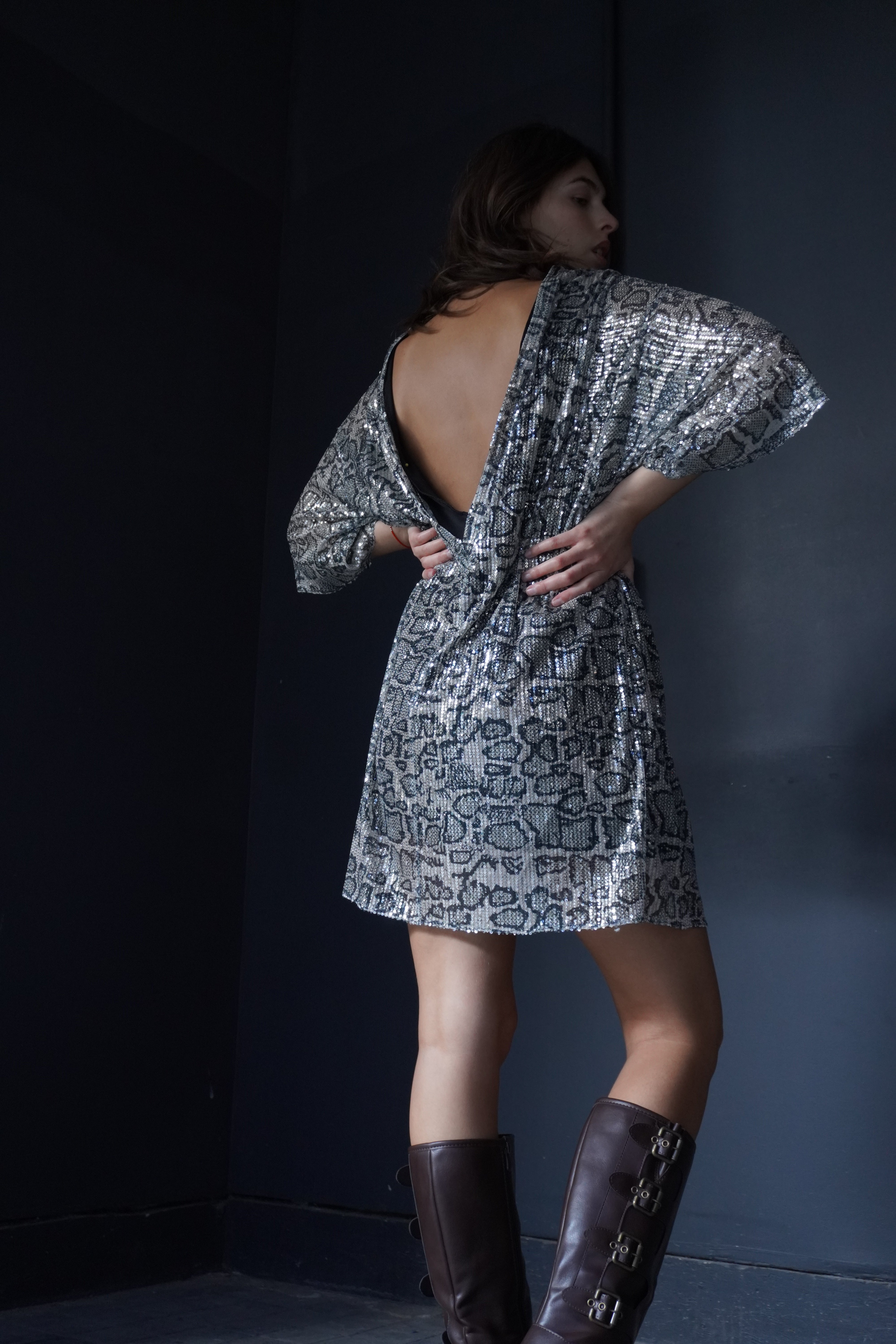 Vestido brillo snake print