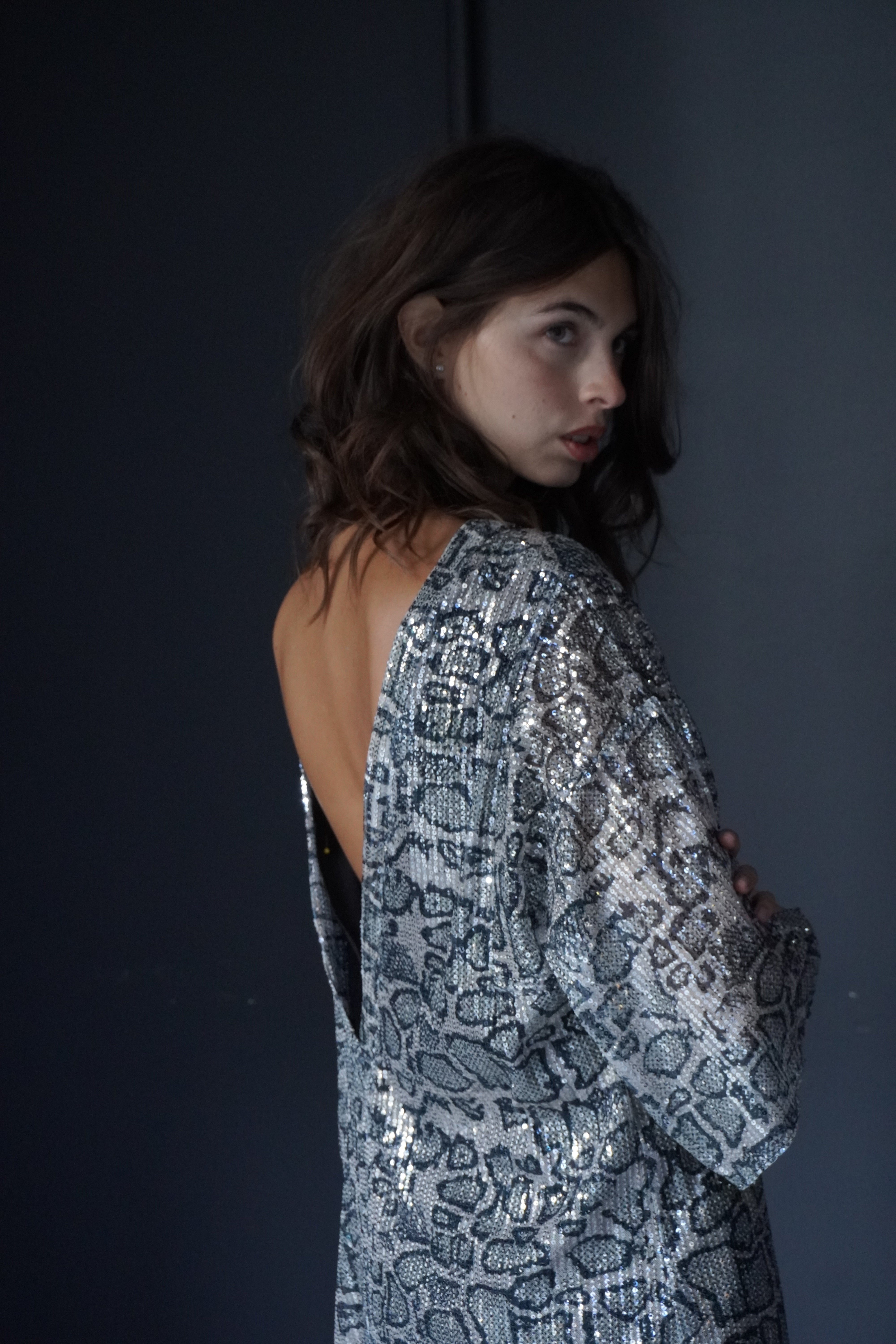 Vestido brillo snake print