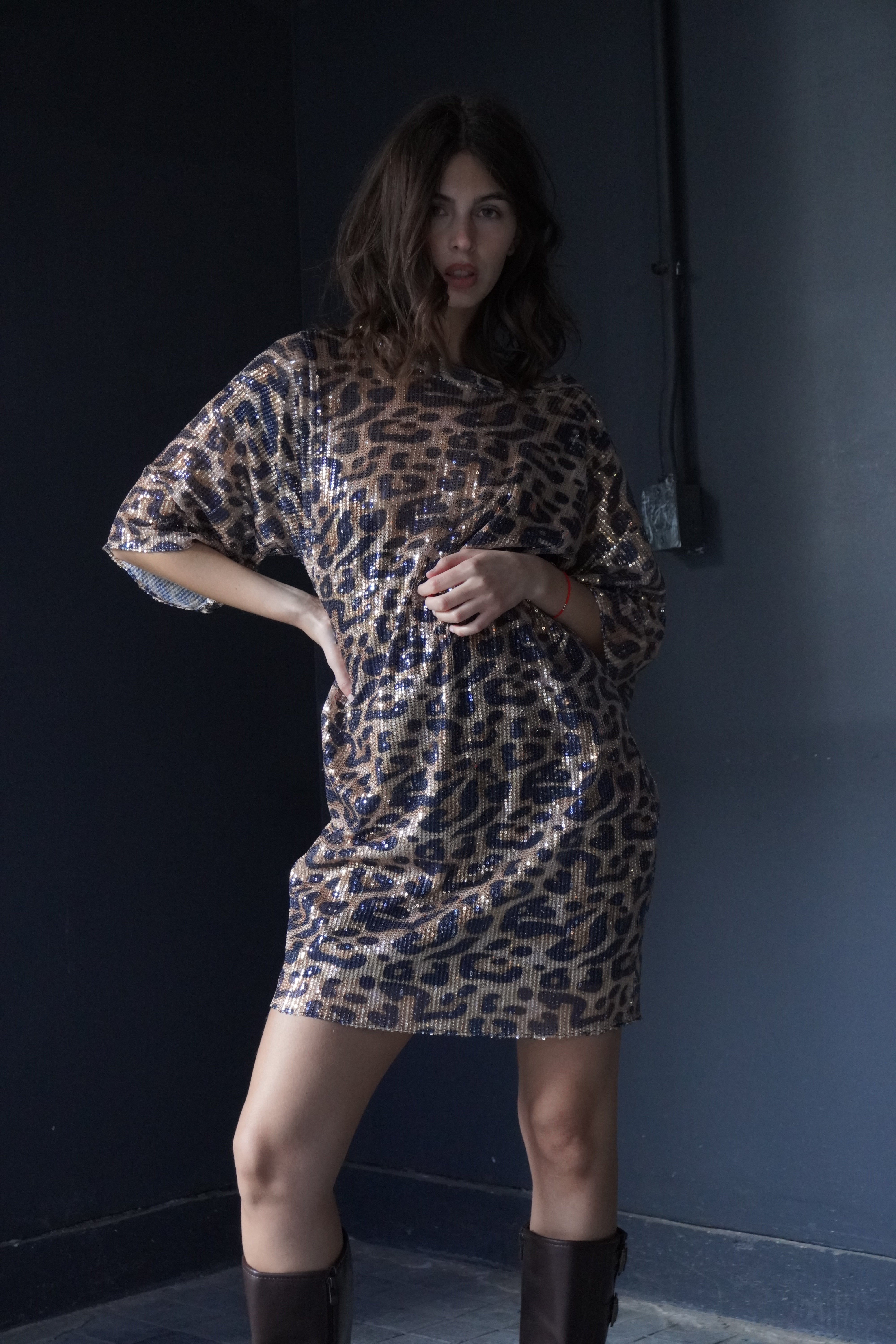 Vestido brillo animal print