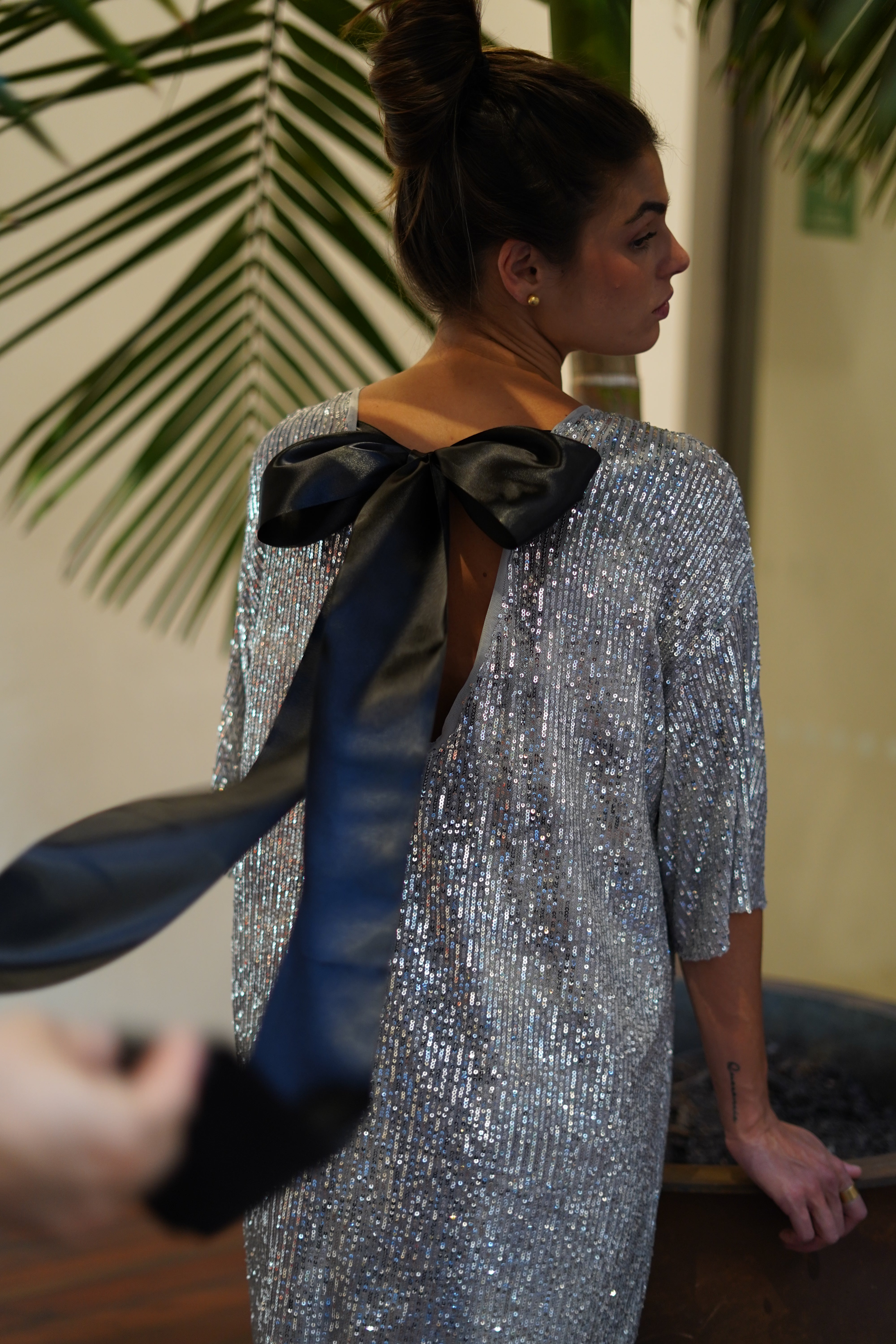 Vestido Detalle Lazo Silver