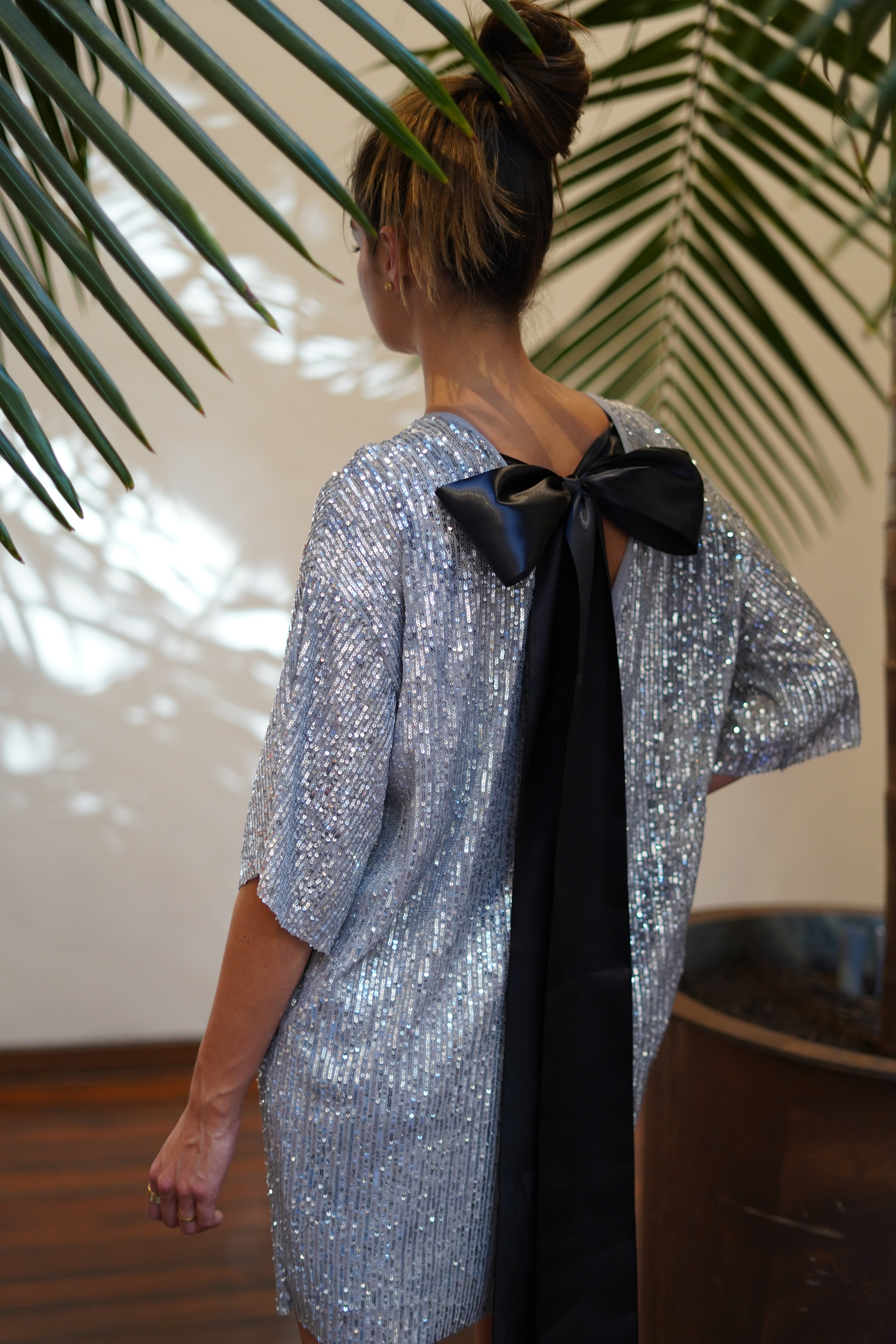 Vestido Detalle Lazo Silver
