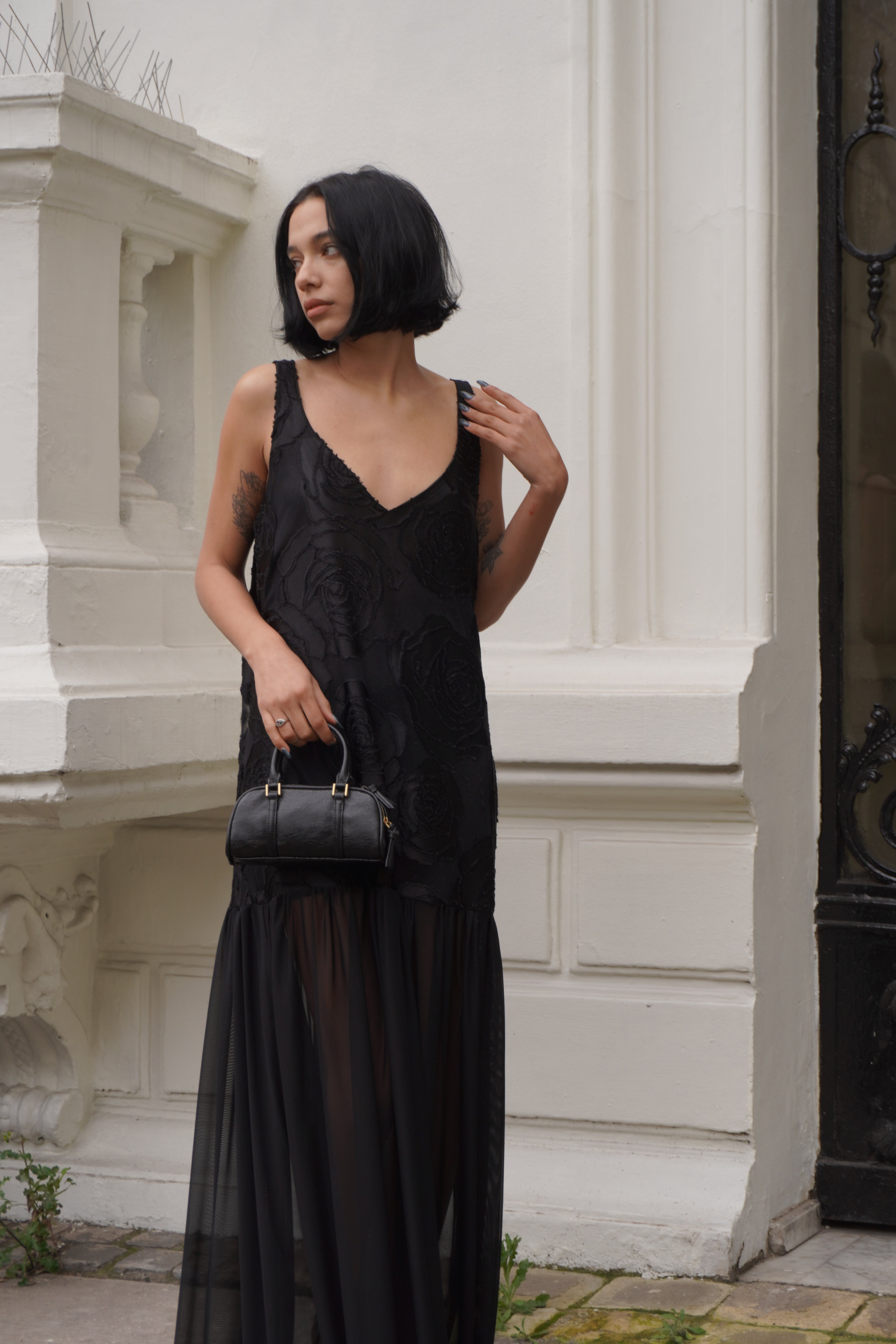 Vestido Maxiflores transparencia
