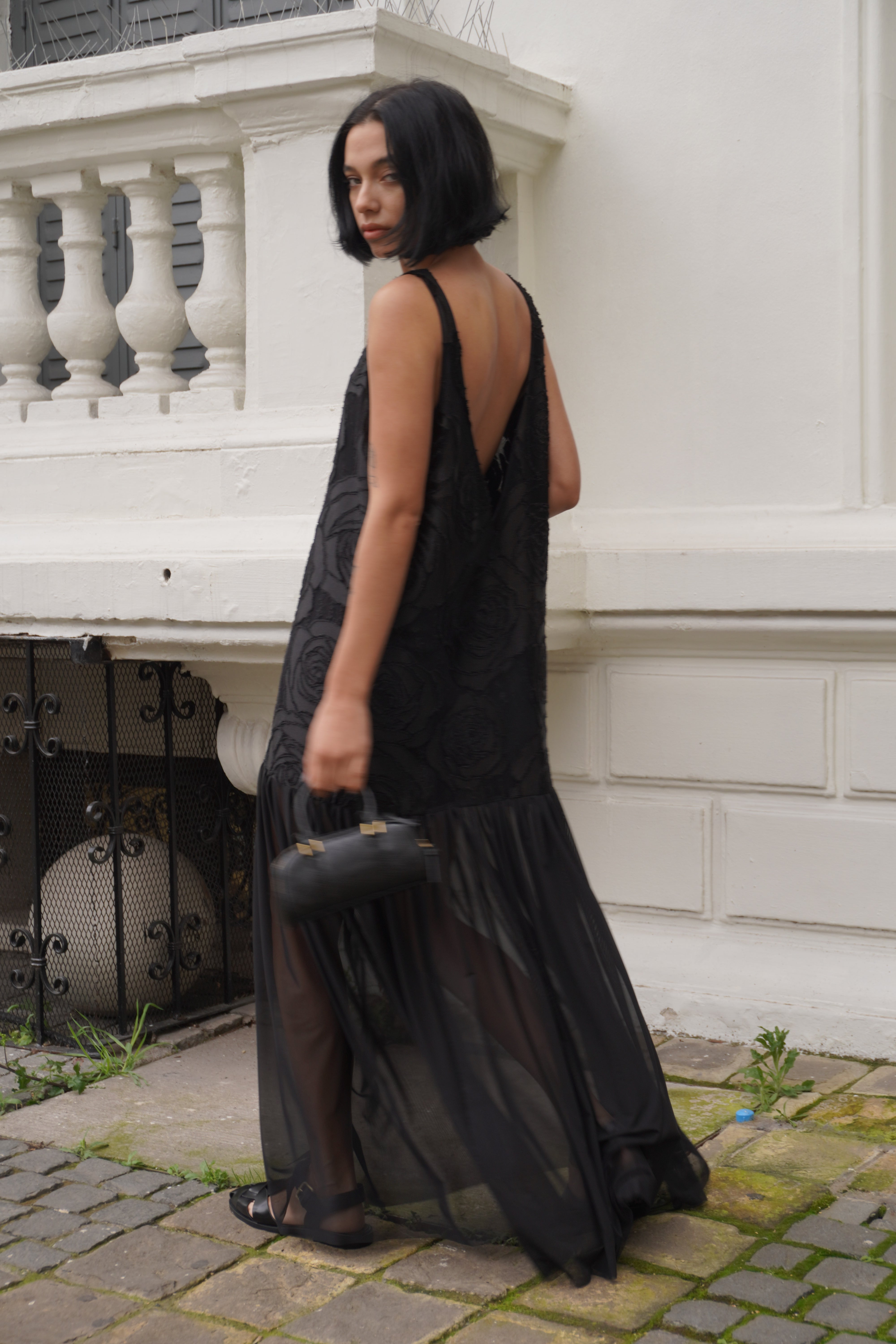 Vestido Maxiflores transparencia