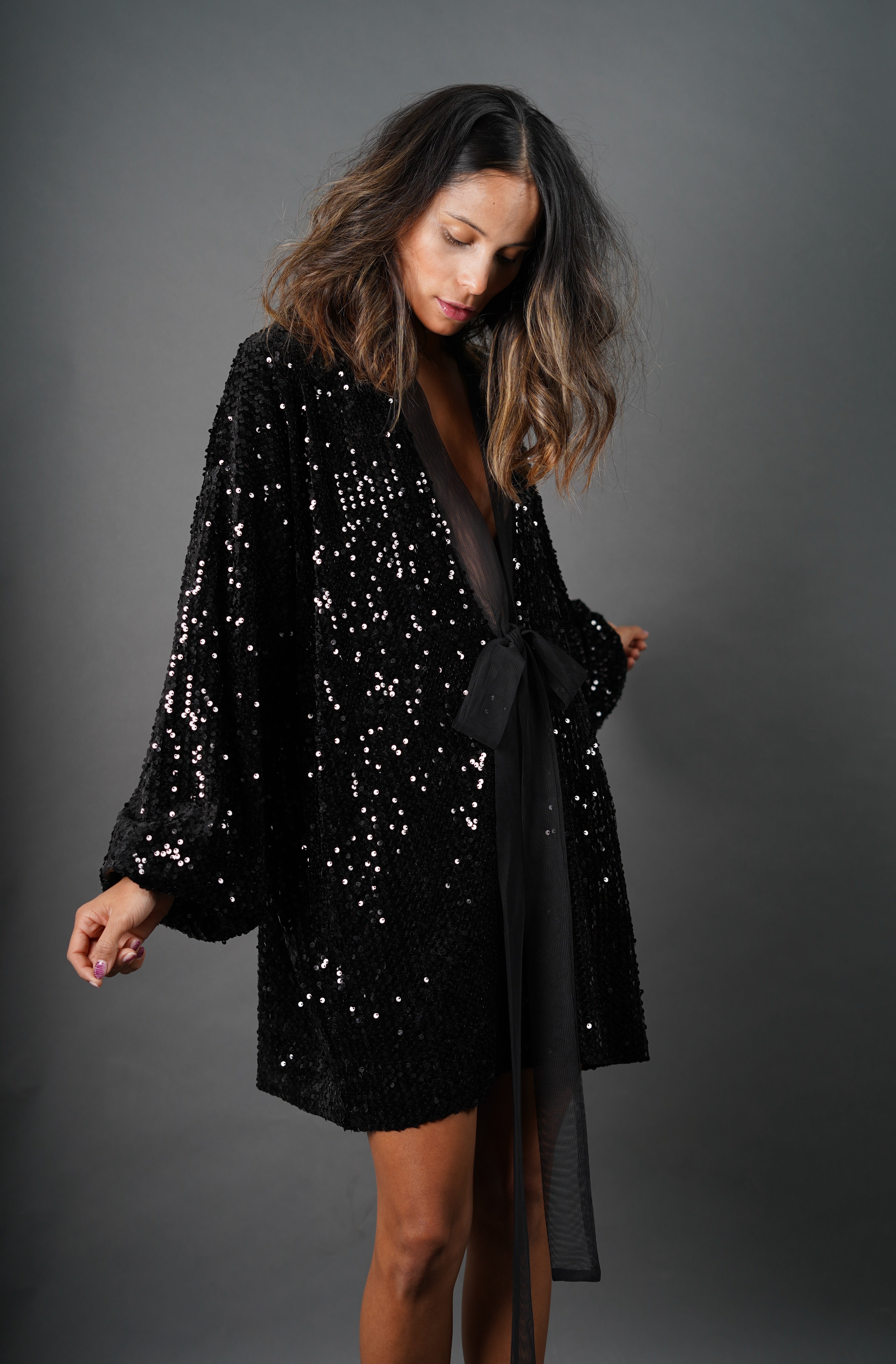 Vestido Escote en V Lazo