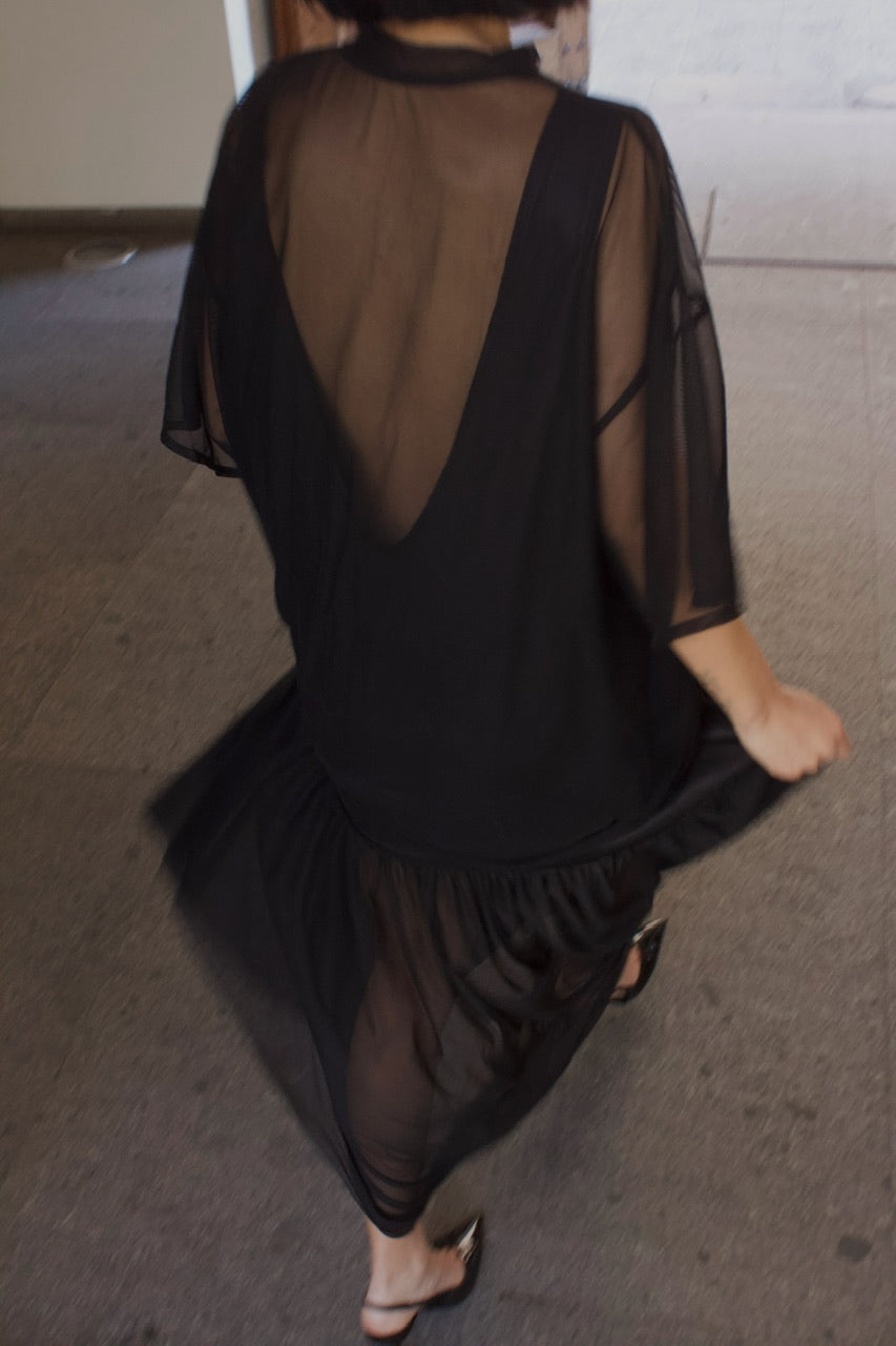 Maxivestido tull transparencia