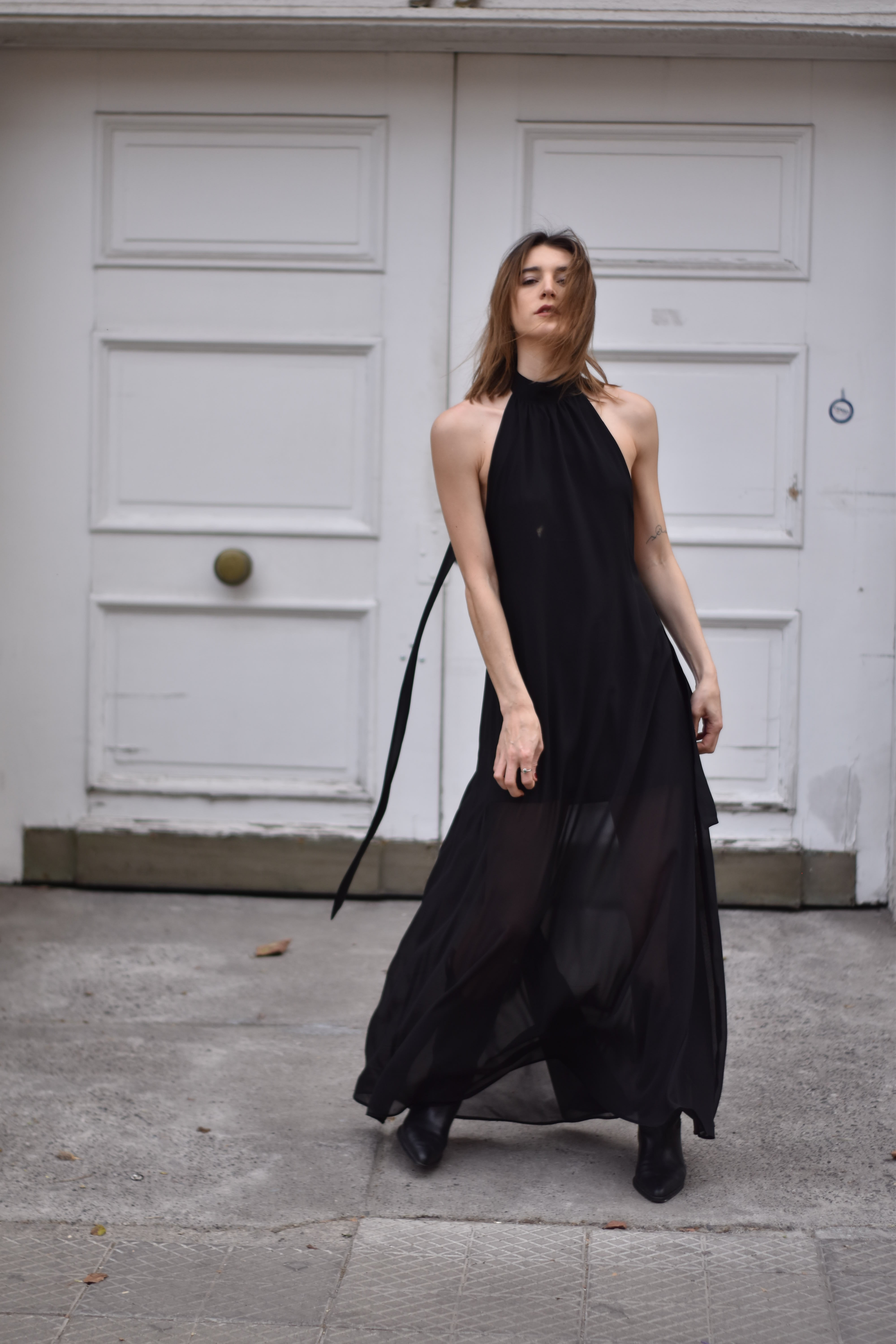 Maxivestido Halter Negro