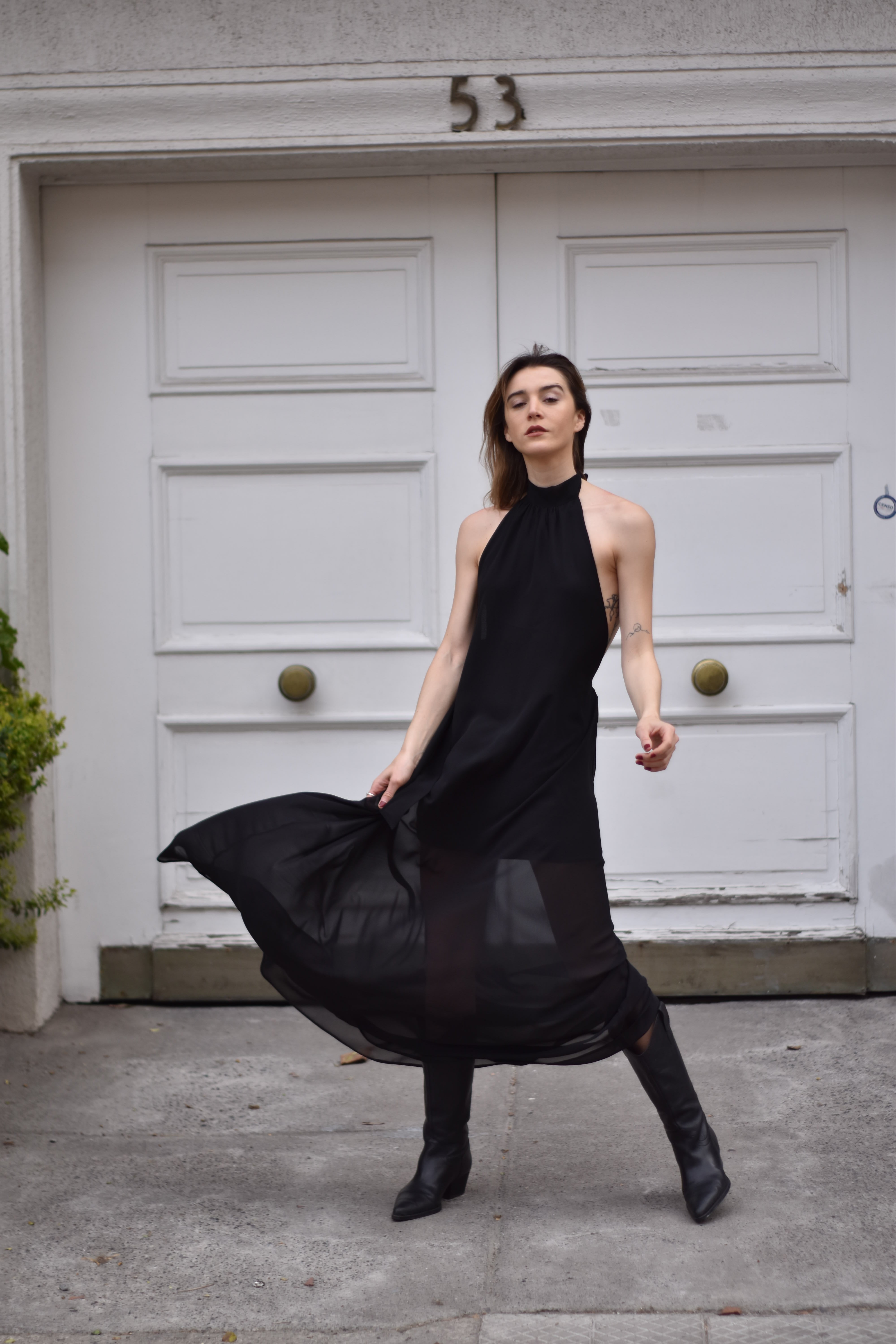 Maxivestido Halter Negro