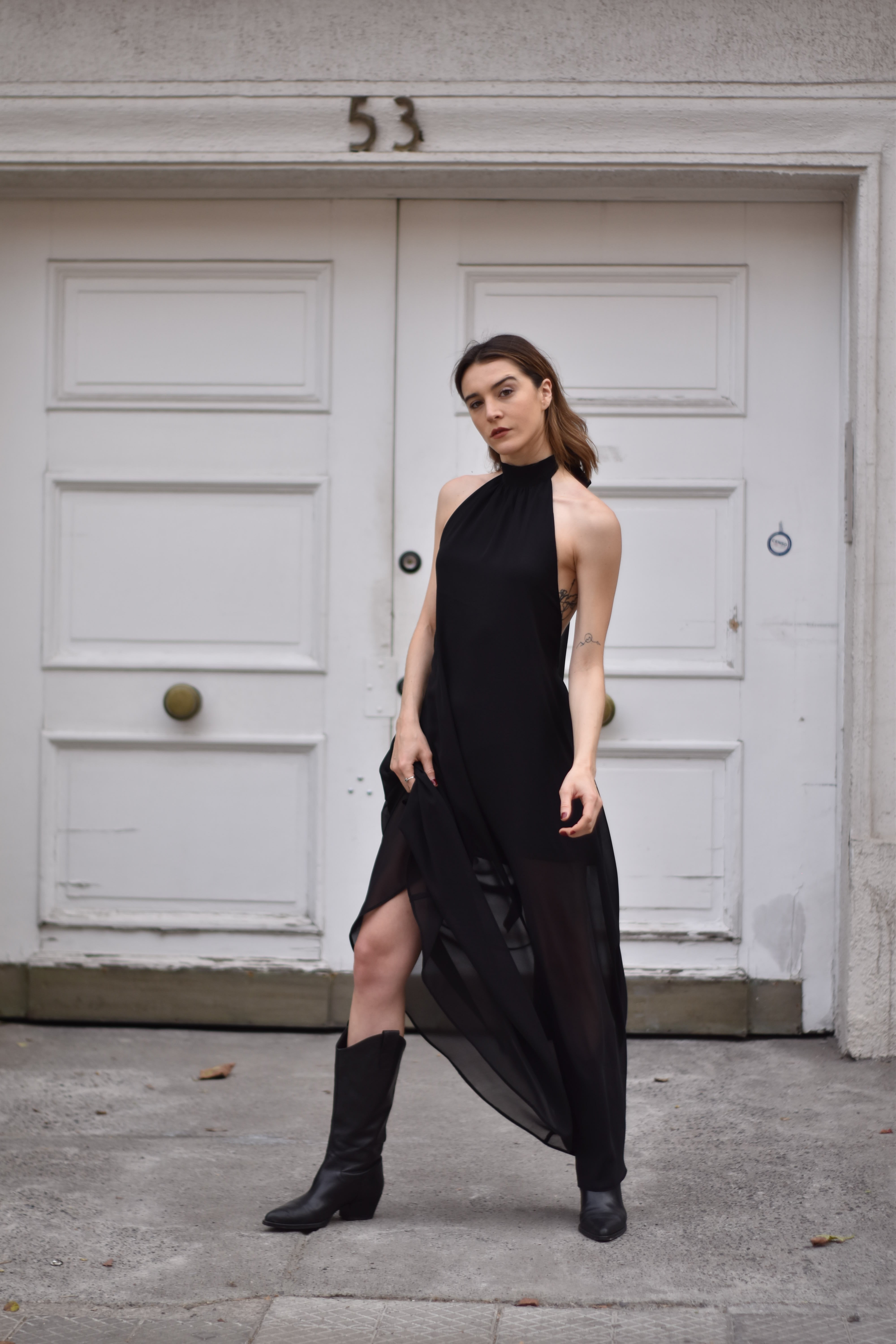 Maxivestido Halter Negro