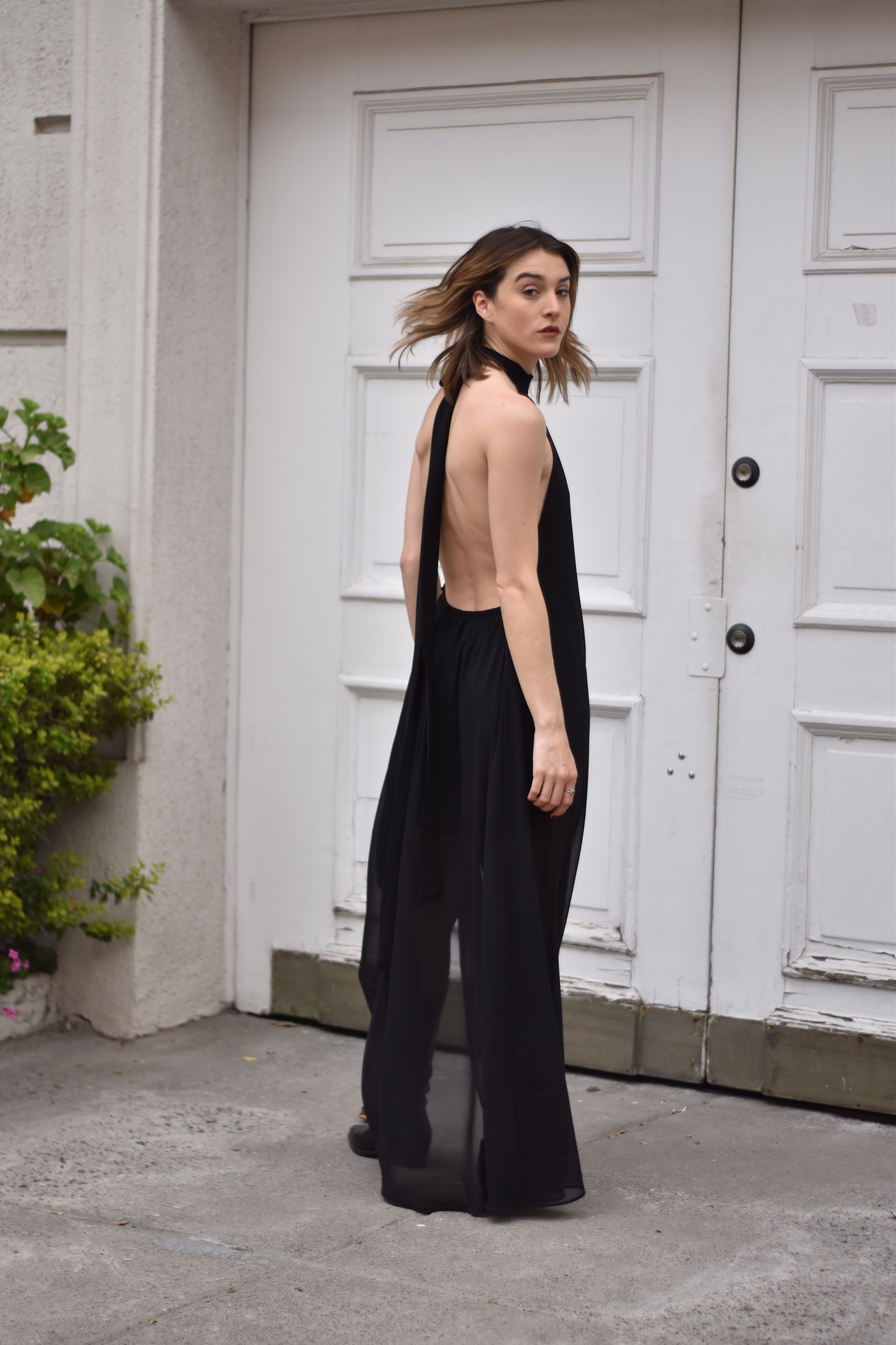 Maxivestido Halter Negro