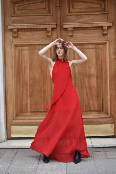 Maxivestido Halter Rojo