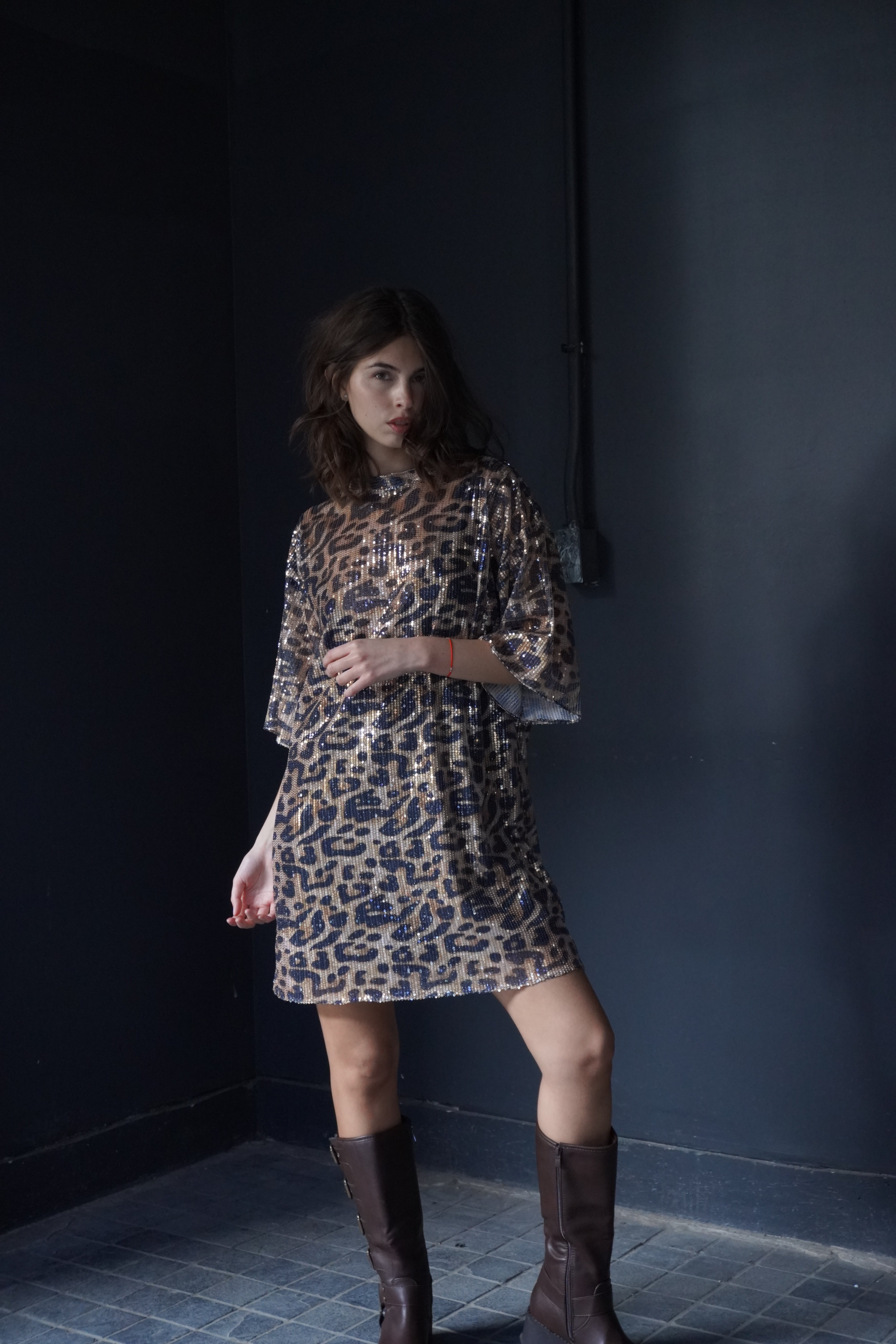Vestido brillo animal print