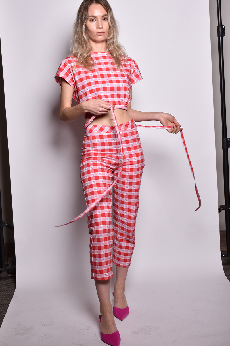 Pantalón cropped cuadrillé