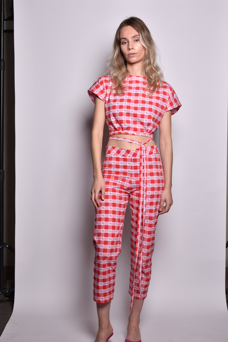 Pantalón cropped cuadrillé