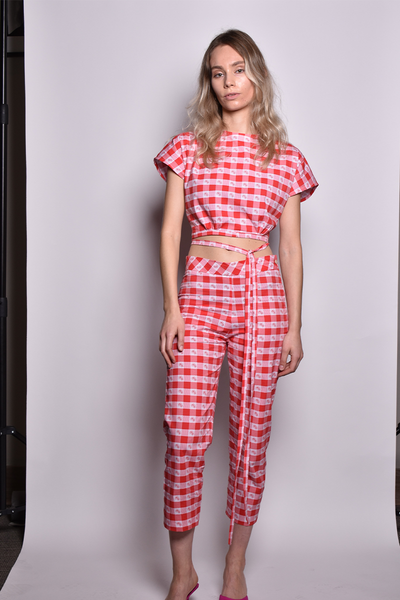 Pantalón cropped cuadrillé