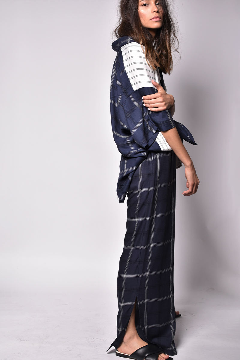 Pantalón pijamero cuadros aberura laterales