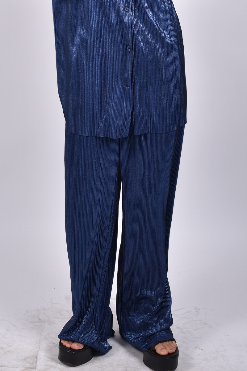 Pantalón plisado azul